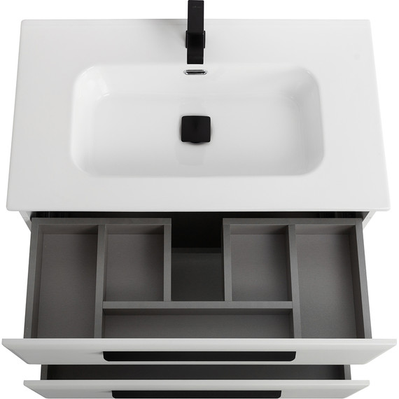 Тумба подвесная с раковиной Cezares ECO-CER-N-800-2C-SO-BL 80 см (раковина CZR-8095-80) bianco lucido фото 4