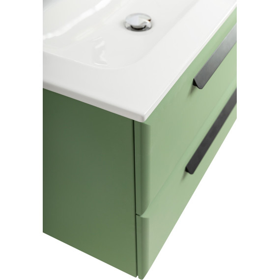 Тумба подвесная с раковиной Cezares ECO-CER-N-800-2C-SO-PS-P 80 см (раковина CZR-8073-80) фисташковый софт фото 6