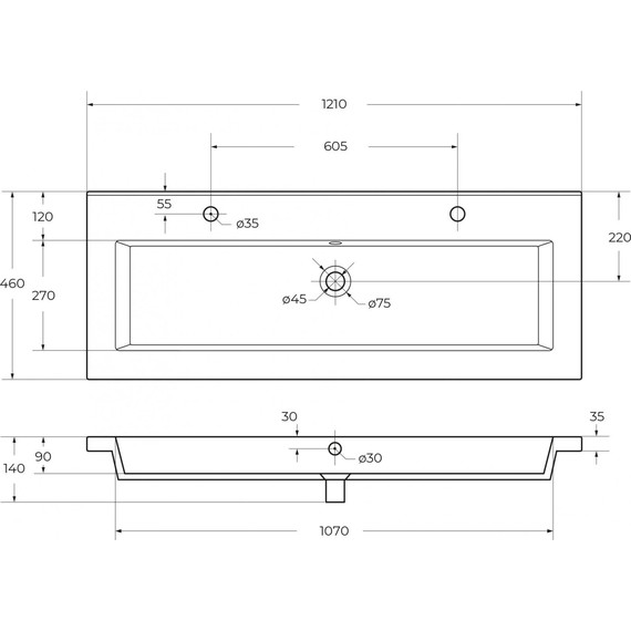 Тумба подвесная с раковиной Cezares PLANE-1200-2C-SO-BL 120 см (раковина CZR-8070-120-1-2) bianco lucido фото 10
