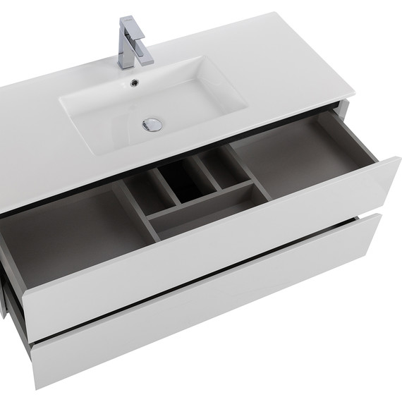 Тумба подвесная с раковиной Cezares PLANE-1200-2C-SO-BL 120 см (раковина CZR-8002-120) bianco lucido фото 6