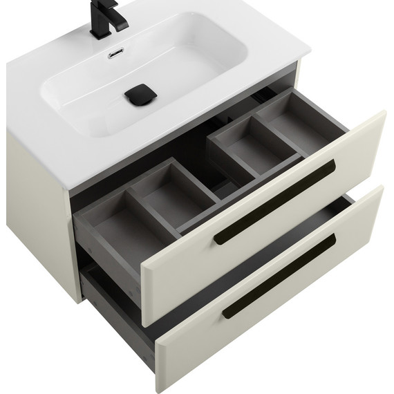 Тумба подвесная с раковиной Cezares ECO-CER-N-800-2C-SO-AS-P 80 см (раковина CZR-8095-80) альпака брашированная фото 5