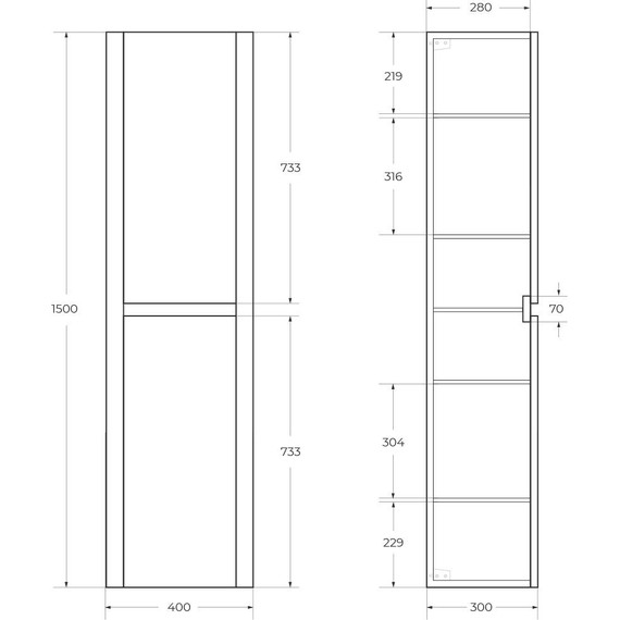 Пенал подвесной Cezares RELAX-1500-2A-SO-BORO-P 40 см, брашированное золото фото 11