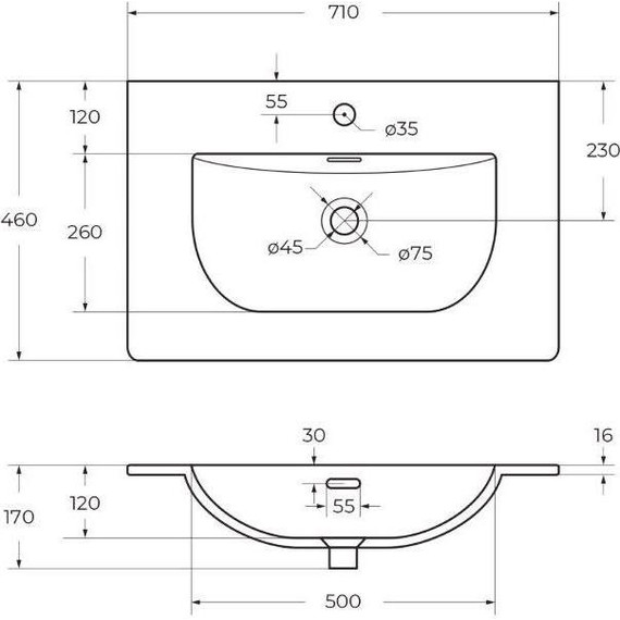 Тумба подвесная с раковиной BelBagno MARINO-CER-N-700-2C-SO-WO-P 70 см, rovere bianco фото 7