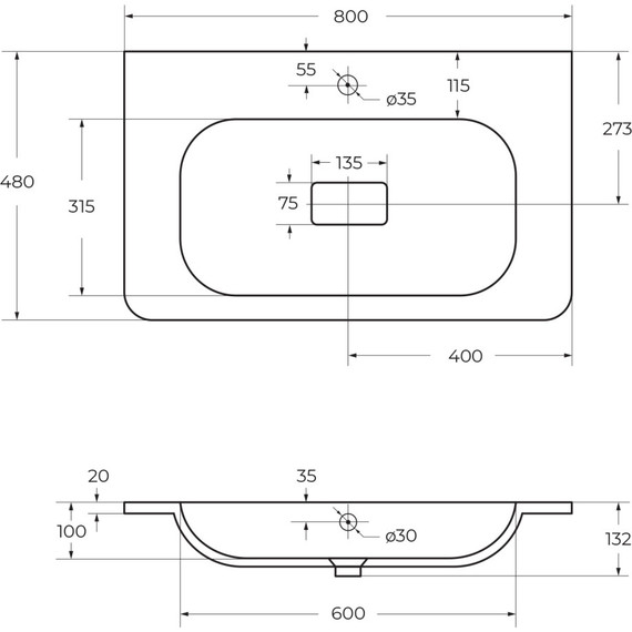 Тумба подвесная с раковиной Cezares RELAX-800-2C-SO-RC-P 80 см (раковина CZR-800/480-LV-MR-NV) дуб карамельный фото 8