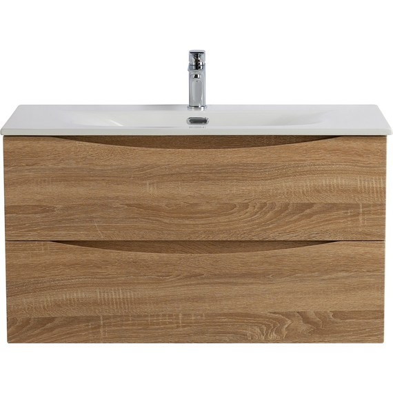 Тумба подвесная с раковиной BelBagno MARINO-CER-N-800-2C-SO-WO-P 80 см, rovere bianco фото 