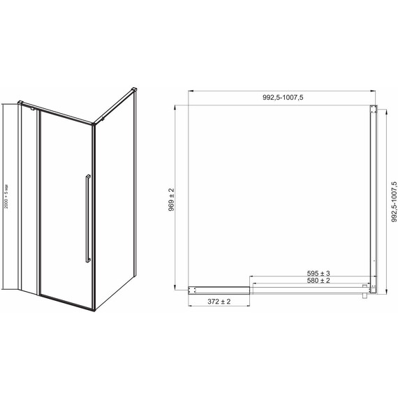 Душевое ограждение Mirsant Next Black 100x100 см, чёрный/прозрачное фото 4