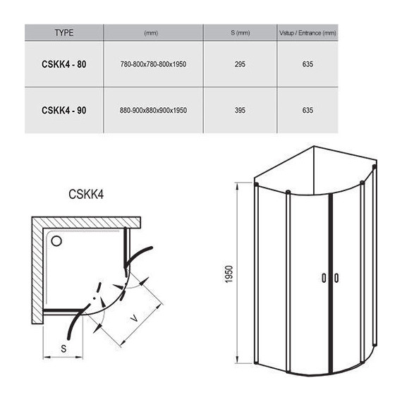 Душевое ограждение Ravak Chrome CSKK4 80x80 см 3Q140U00Z1, блестящий/прозрачное фото 4