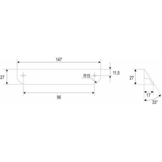 Ручка для мебельной тумбы Cezares Eco 15 см RS156GR.3/96 (1 шт) серый фото 4
