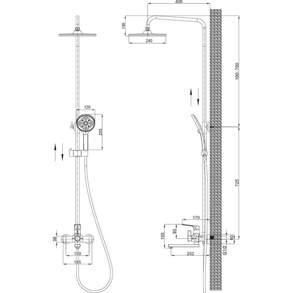Душевая стойка Sole Abrau S017C фото 2