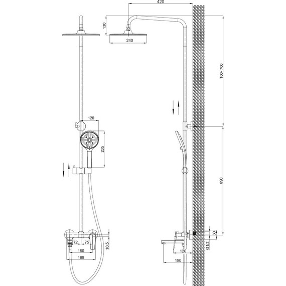 Душевая стойка Sole Baikal  S057C фото 2
