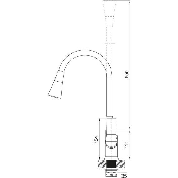Смеситель для кухни Sole Garda S235B, чёрный фото 2