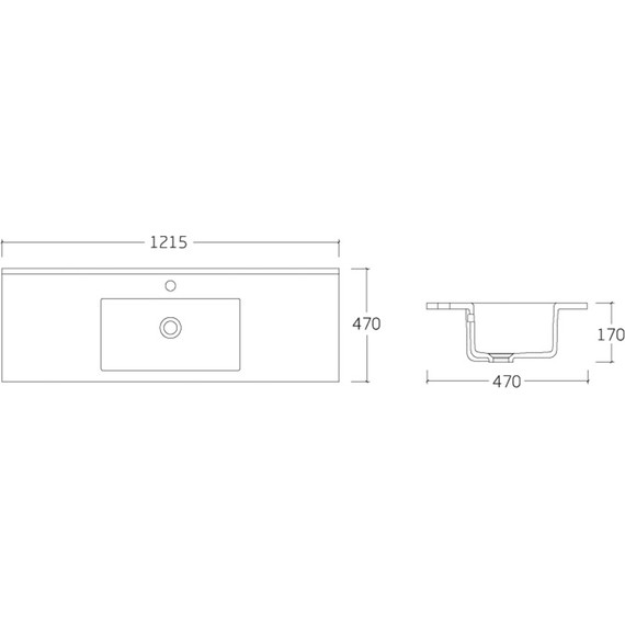 Раковина врезная на столешницу Vincea 120 см VBS-13120MA, антрацит матовый фото 2