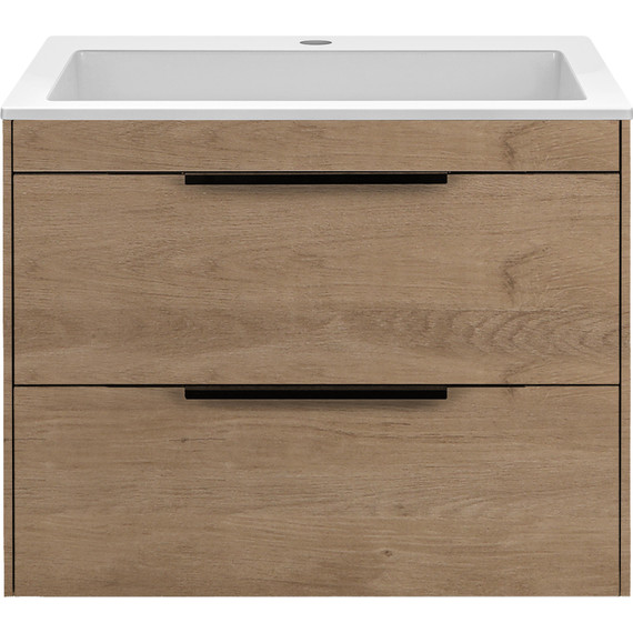 Тумба подвесная с раковиной Vincea 60 см Chiara 2D 600 VMC-2C2600NO (раковина белая VCB-13600W), натуральный дуб фото 