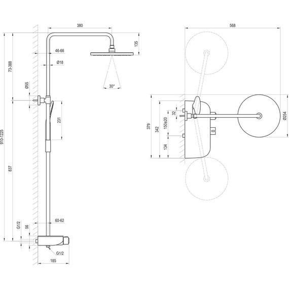 Душевая стойка с термостатом Ravak Termo 300 TE 094.02/150 X070162, хром/чёрный - 3 Душевая стойка с термостатом Ravak Termo 300 TE 094.02/150 X070162, хром/чёрный фото 3