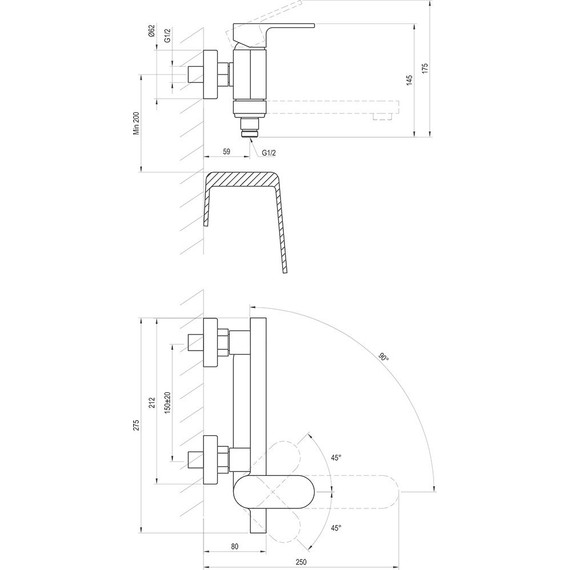 Смеситель для ванны Ravak Chrome CR 022.20BL X070431, чёрный фото 5