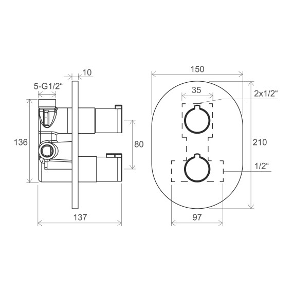 Смеситель для ванны с термостатом Ravak Chrome CR 063.00 X070432, чёрный фото 3