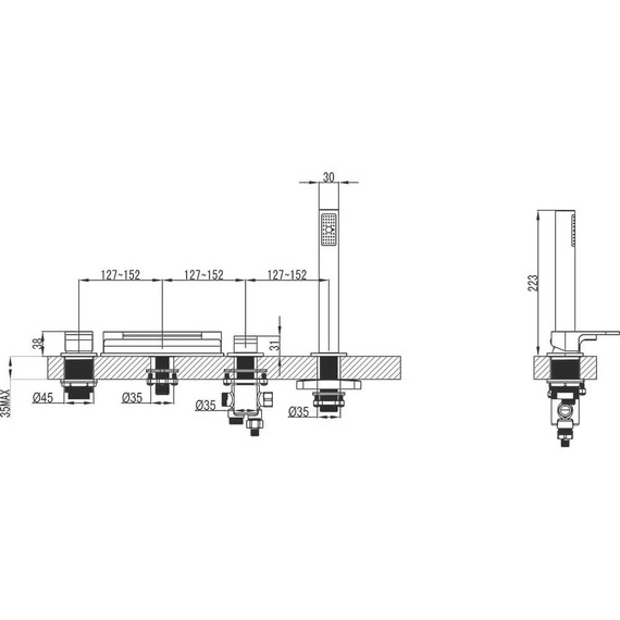 Смеситель для ванны Ravak Chrome 025.20BL X070445, чёрный фото 4