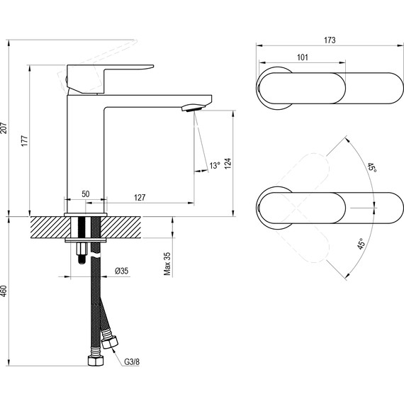 Смеситель для раковины Ravak CR II 014.20BL X070458, чёрный - 4 Смеситель для раковины Ravak CR II 014.20BL X070458, чёрный фото 4