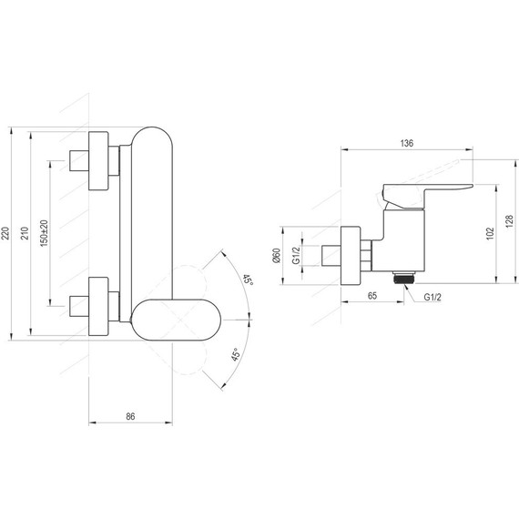 Смеситель для ванны Ravak CR II 032.20BL X070464, чёрный фото 3
