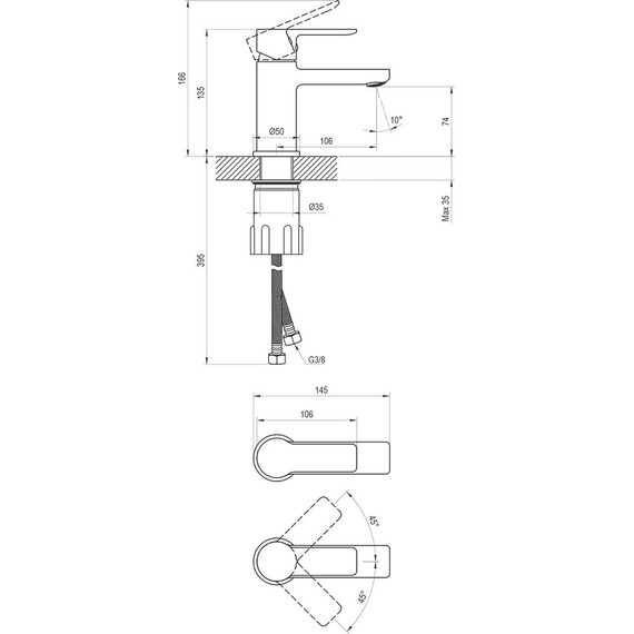 Смеситель для раковины Ravak SL 012.20BL X070488, чёрный - 3 	Смеситель для раковины Ravak SL 012.20BL X070488, чёрный фото 3