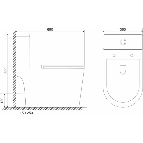 Унитаз-моноблок безободковый Mirsant ARK с крышкой Soft-close (система смыва торнадо) - 8 Унитаз-моноблок безободковый Mirsant ARK с крышкой Soft-close (система смыва торнадо) фото 8