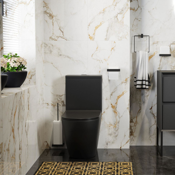 Унитаз-компакт безободковый Mirsant PANDORA 2 BLACK с крышкой Soft-close, чёрный матовый, Цвет производителя: чёрный матовый фото 2