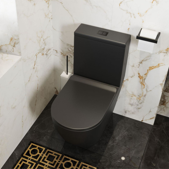 Унитаз-компакт безободковый Mirsant PANDORA 2 BLACK с крышкой Soft-close, чёрный матовый, Цвет производителя: чёрный матовый фото 3