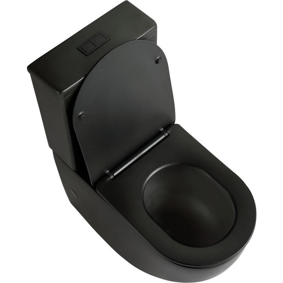 Унитаз-компакт безободковый Mirsant PANDORA 2 BLACK с крышкой Soft-close, чёрный матовый, Цвет производителя: чёрный матовый фото 6