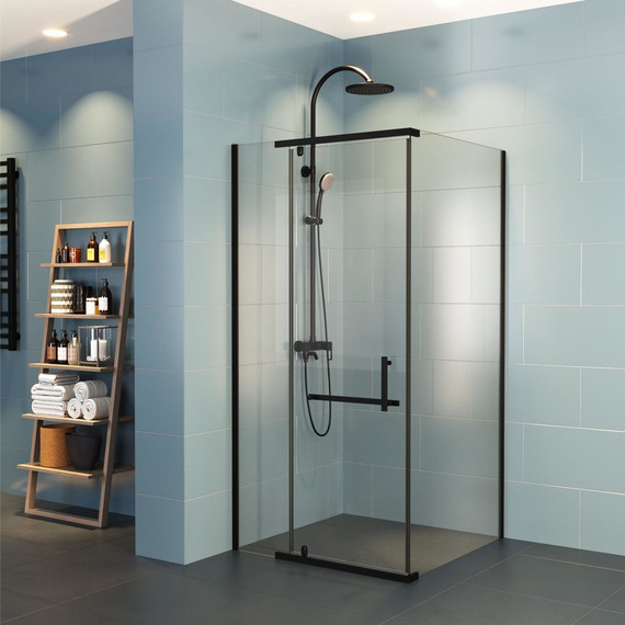 Душевое ограждение Mirsant Arena Square Black 100 100х100 см (стекло 8 мм), чёрный матовый/прозрачное фото 