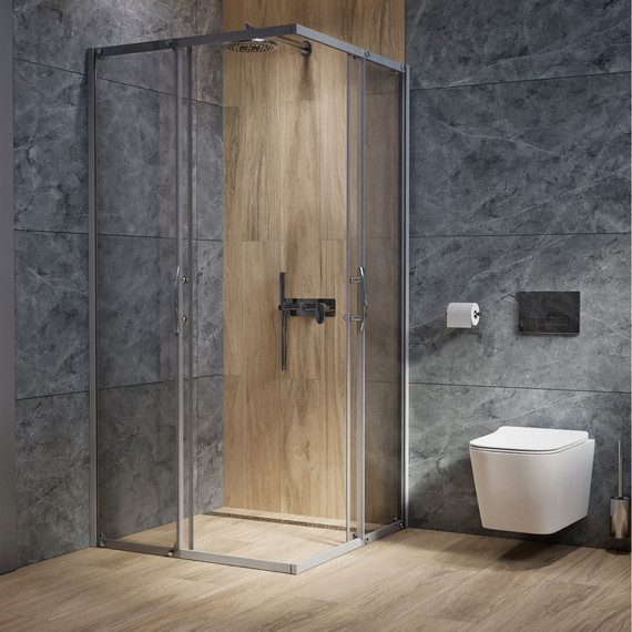 Душевое ограждение Mirsant Neo-90 Quadro 90х90 см, хром/прозрачное фото 2