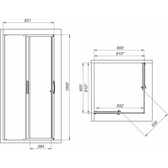 Душевое ограждение Mirsant Neo-90 Quadro 90х90 см, хром/прозрачное фото 6
