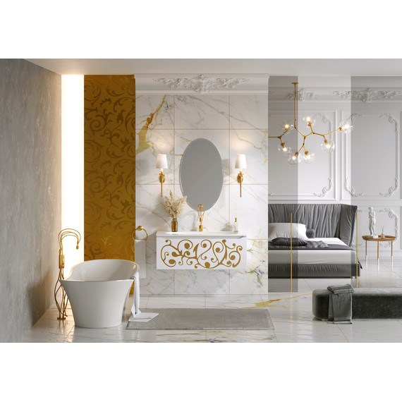 Тумба подвесная с раковиной Clarberg Elegance 100 см EL0110GL, белый/золото - 2 Тумба подвесная с раковиной Clarberg Elegance 100 см EL0110GL, белый/золото фото 2