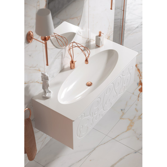 Тумба подвесная с раковиной Clarberg Elegance 100 см EL0110GL, белый/золото - 3 Тумба подвесная с раковиной Clarberg Elegance 100 см EL0110GL, белый/золото фото 3