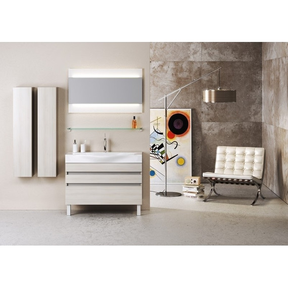 Тумба подвесная с раковиной Aqwella Bergamo 100 см Ber.01.10/n/А, акация, Цвет фасада: светлое дерево фото 3