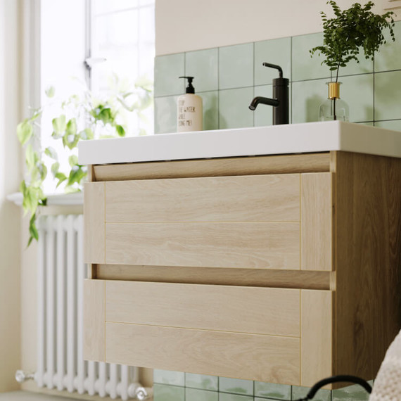 Тумба подвесная с раковиной Aqwella Astrid 80 см AST0108DD, дуб давос фото 5