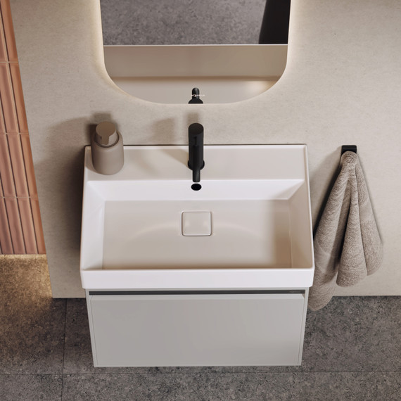 Тумба подвесная с раковиной Aqwella Pure 65 см PUR0165ST, серый туман, Цвет фасада: Серый туман фото 4