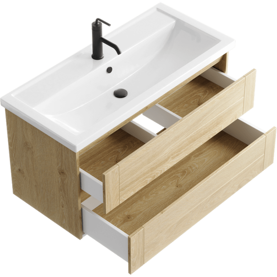 Тумба подвесная с раковиной Aqwella Astrid 100 см AST0110DD, дуб давос - 2 Тумба подвесная с раковиной Aqwella Astrid 100 см AST0110DD, дуб давос фото 2