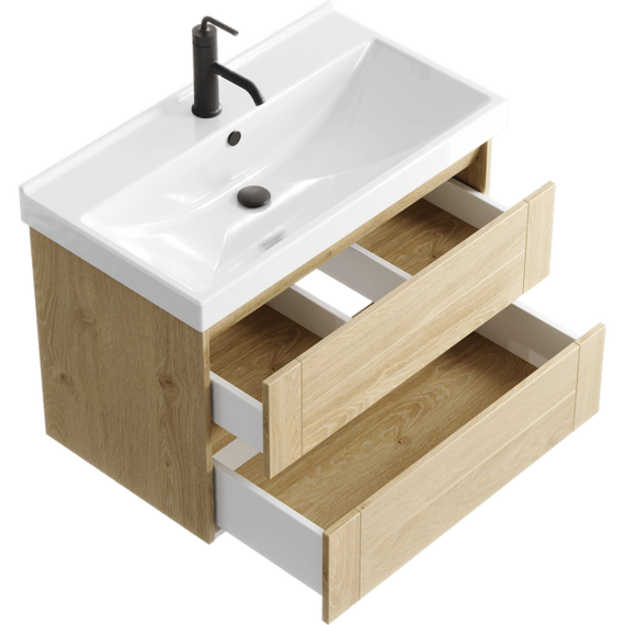 Тумба подвесная с раковиной Aqwella Astrid 80 см AST0108DD, дуб давос фото 2