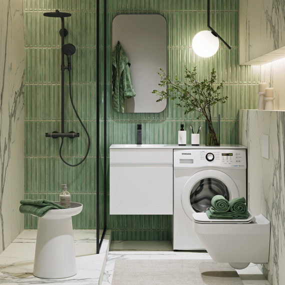 Тумба подвесная с раковиной Aqwella Duet 115 см DU01051L, белый фото 3