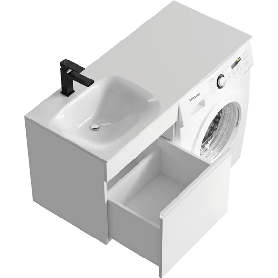 Тумба подвесная с раковиной Aqwella Duet 115 см DU01051L, белый фото 2