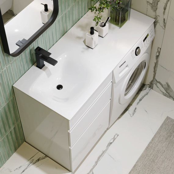 Тумба подвесная с раковиной Aqwella Duet 115 см DU01052NL, белый фото 4