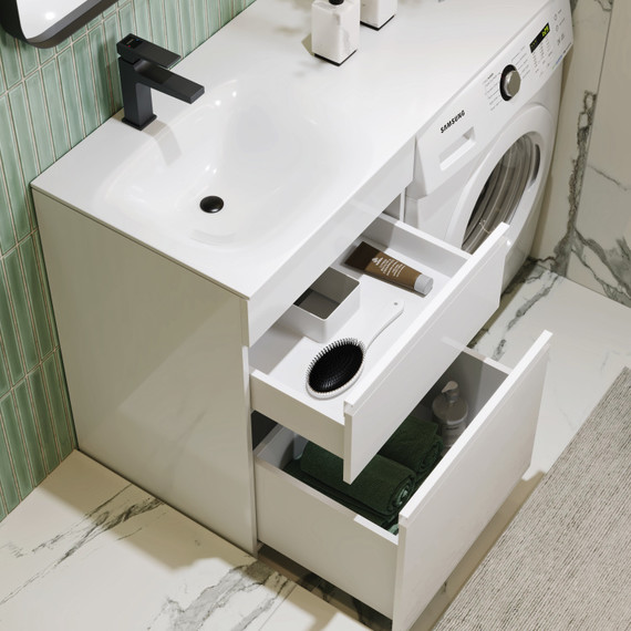 Тумба подвесная с раковиной Aqwella Duet 115 см DU01052NL, белый фото 5