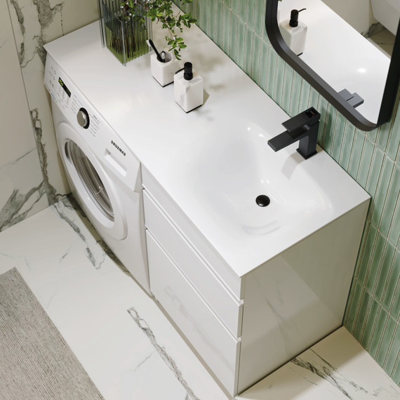 Тумба подвесная с раковиной Aqwella Duet 115 см DU01052NR, белый фото 4