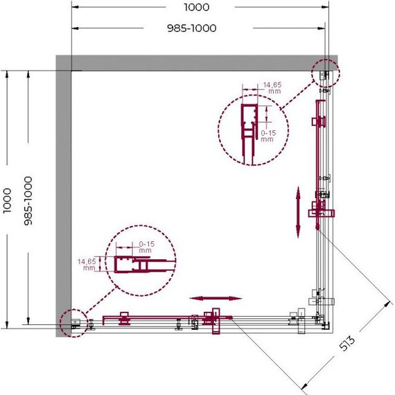 Душевое ограждение BelBagno 100х100 см MARINO-A-2-100-C-CR (стекло 8 мм), хром/прозрачное фото 2