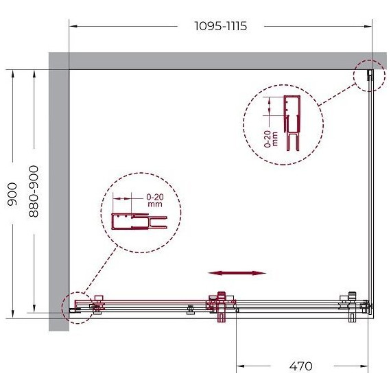 Душевое ограждение BelBagno 110х90 см MARINO-AH-1-110/90-C-Cr (стекло 8 мм), хром/прозрачное фото 2