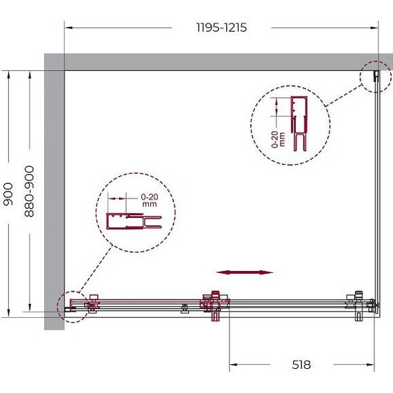 Душевое ограждение BelBagno 120х90 см MARINO-AH-1-120/90-C-Cr (стекло 8 мм), хром/прозрачное фото 2