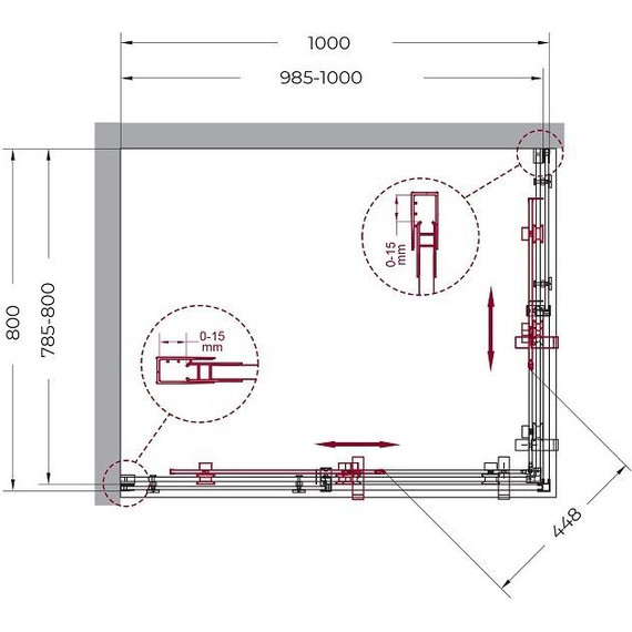 Душевое ограждение BelBagno 100х80 см MARINO-AH-2-100/80-C-CR (стекло 8 мм), хром/прозрачное фото 2