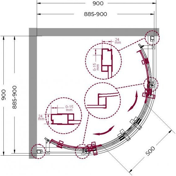 Душевое ограждение BelBagno 90х90 см MARINO-R-2-90-C-Cr (стекло 8 мм), хром/прозрачное фото 2