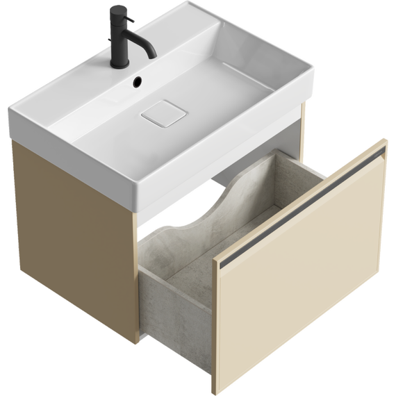 Тумба подвесная с раковиной Aqwella Pure 65 см PUR0165KS, капучино светллый, Цвет фасада: бежевый - 2 Тумба подвесная с раковиной Aqwella Pure 65 см PUR0165KS, капучино светллый, Цвет фасада: бежевый фото 2