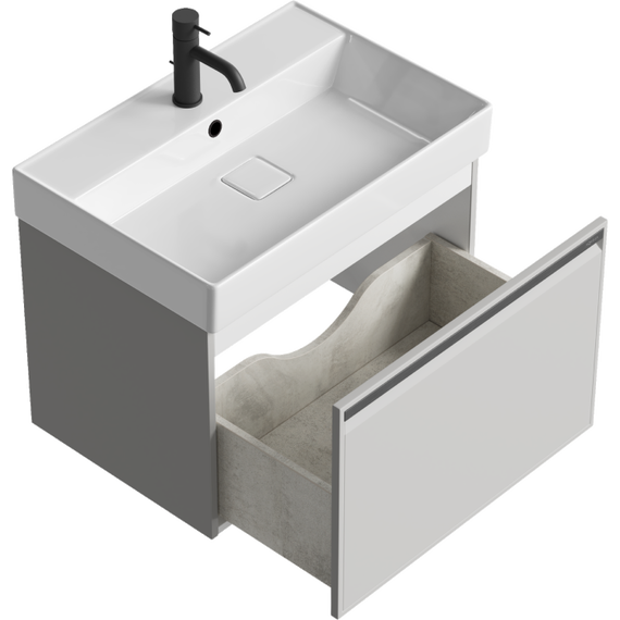 Тумба подвесная с раковиной Aqwella Pure 65 см PUR0165ST, серый туман, Цвет фасада: Серый туман фото 2